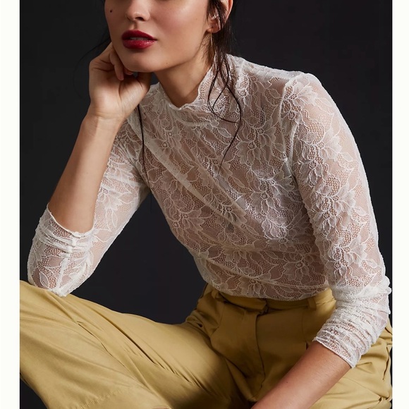 Anthropologie Tops - Anthropologie Lace Layering Turtleneck